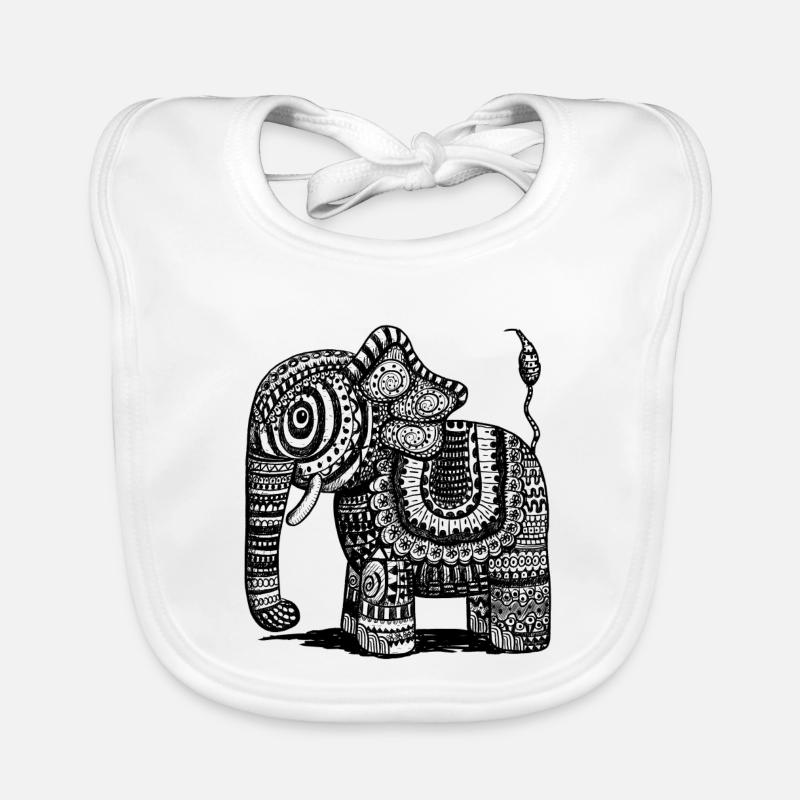 Power Elephant With Pattern I India I Gift Ethno Organic Baby Bibs