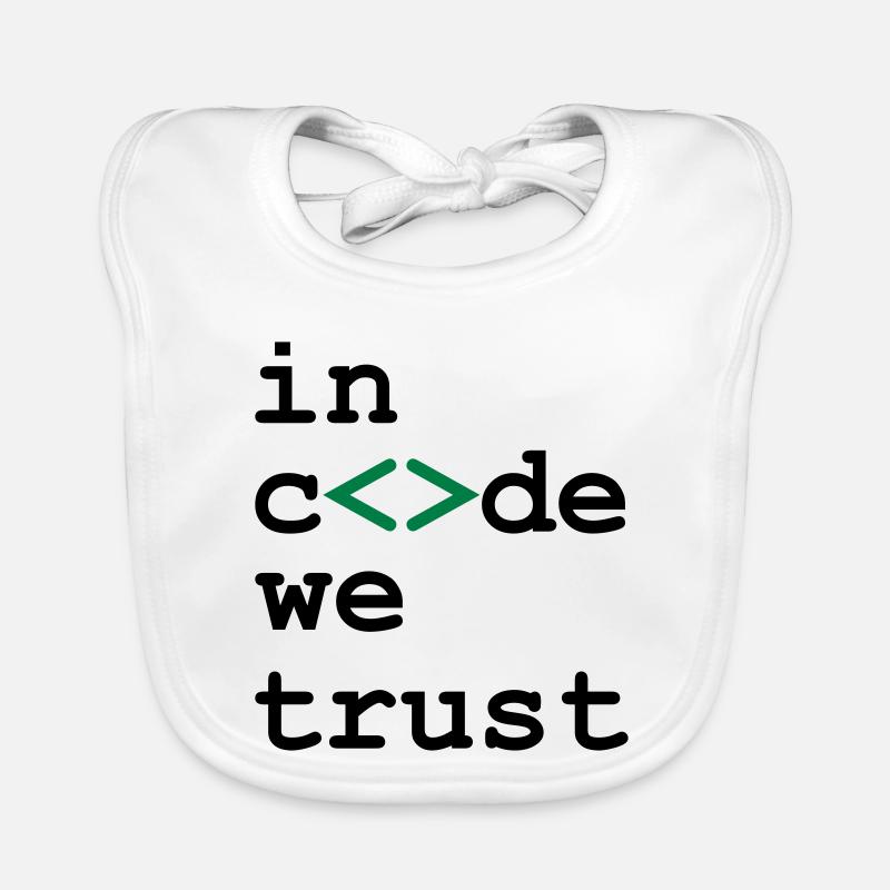 [ In code we trust ] - Organic Baby Bibs - white