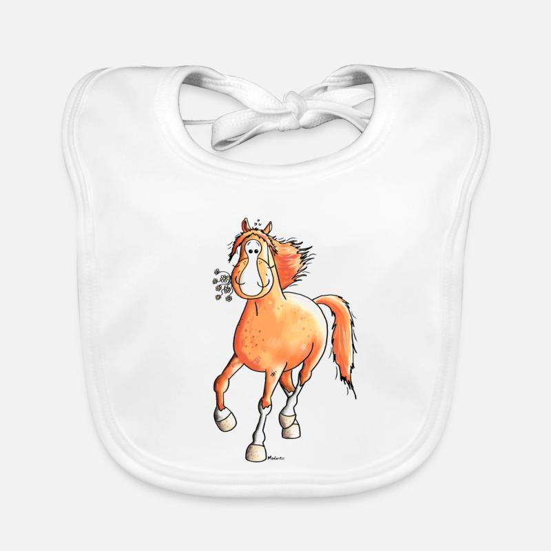 Mignon Cheval - Bavoir bio Bébé - blanc
