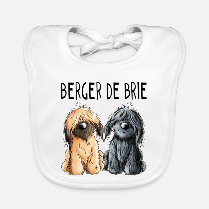 Zwei Berger de Brie - Briard - Comic - Geschenk Baby Bio-Lätzchen