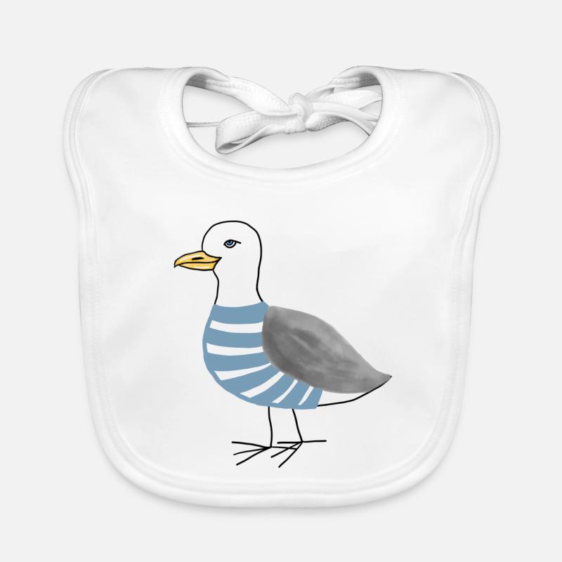 Möwe Maritim - Baby Bio-Lätzchen - Weiß