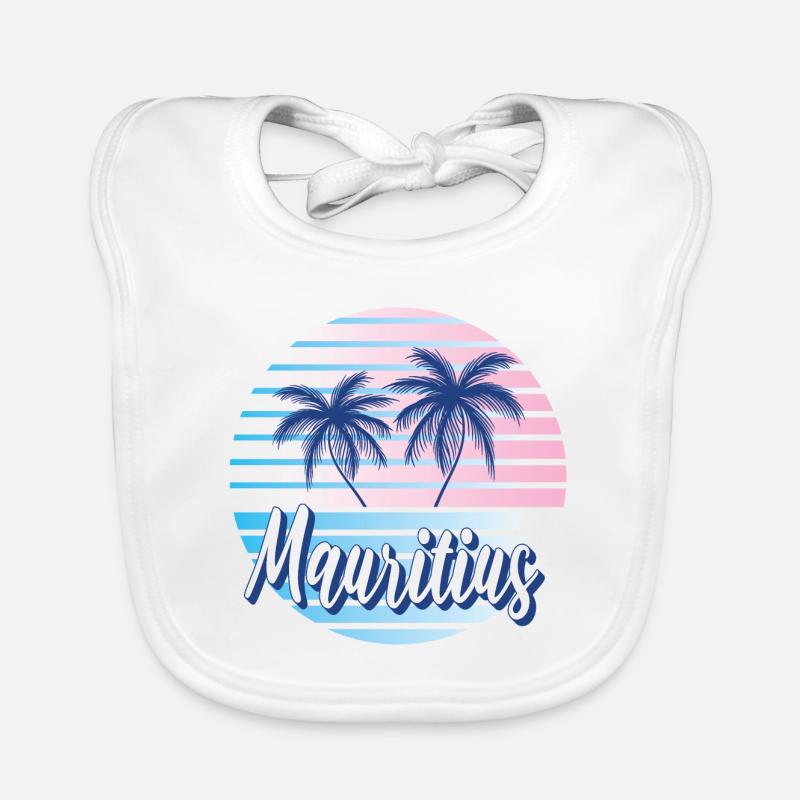 Mauritius bunte Retro Sommer Strand Design - Baby Bio-Lätzchen - Weiß