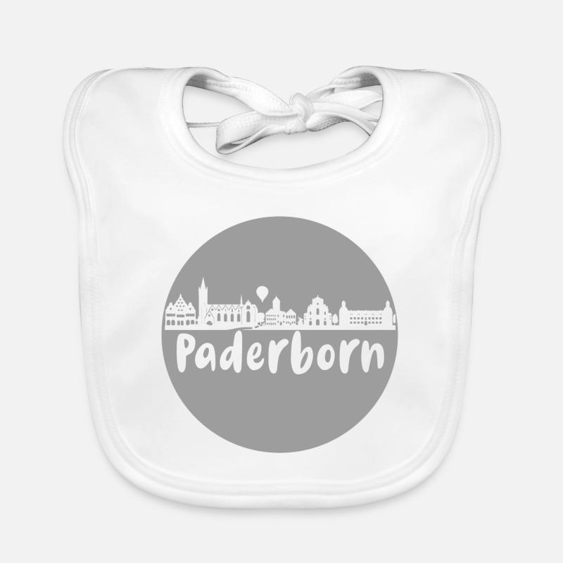 paderborn, skyline, circle, silhouette, grey Organic Baby Bibs