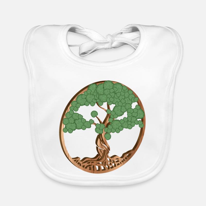 Médaillon d’arbre mousse en bois et mousse Bavoir bio Bébé