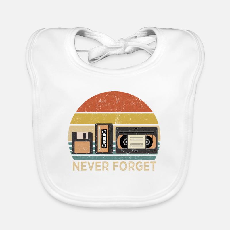 Cassette rétro : n’oubliez jamais le design - Bavoir bio Bébé - blanc