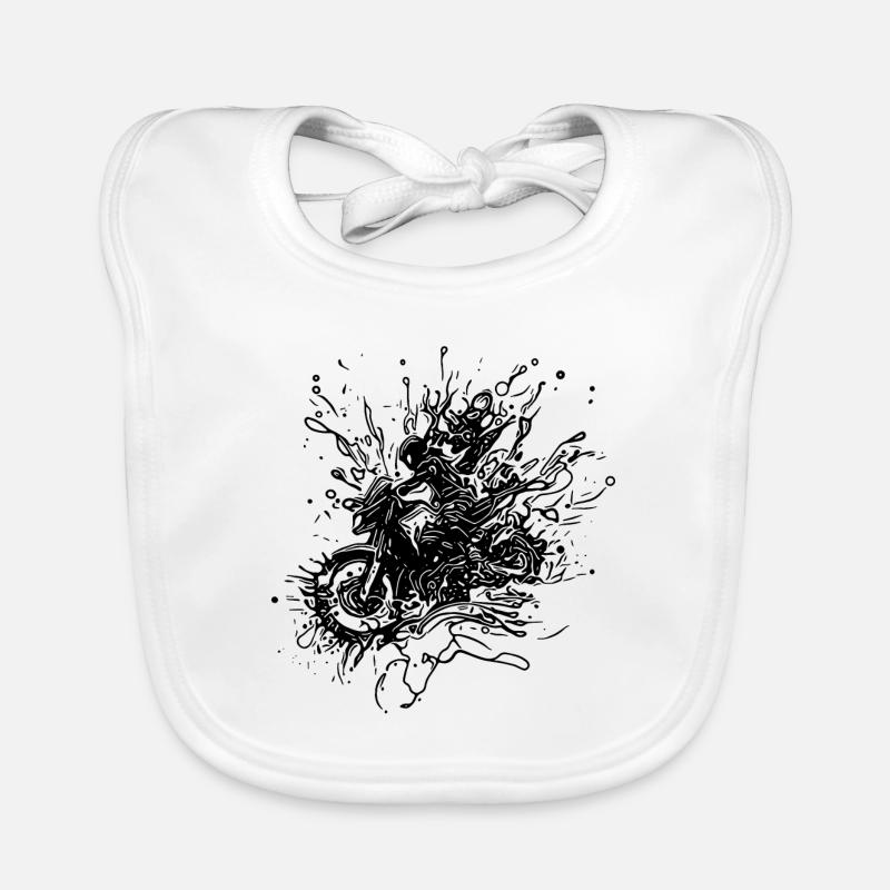 Racing Motorcycle Tattoo Splash Style Organic Baby Bibs
