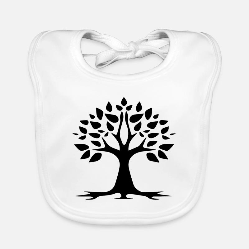 Stilisiertes Baum einfaches Tattoo Logo - Baby Bio-Lätzchen - Weiß