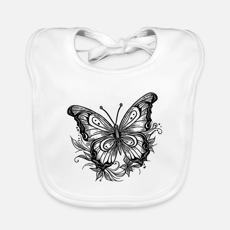 Style Tatouage de fleur Papillon Bavoir bio Bébé