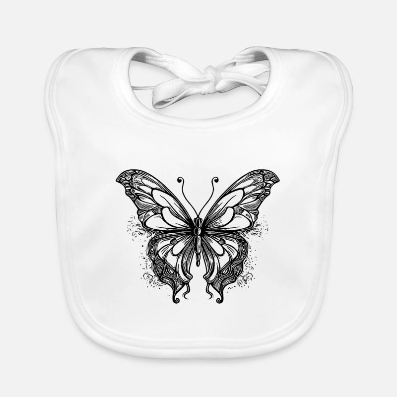Lignes de tatouage minces style papillon rêve Bavoir bio Bébé