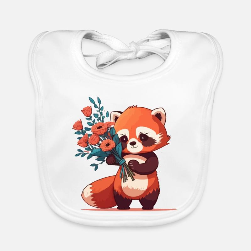 Panda roux à fleurs Bavoir bio Bébé