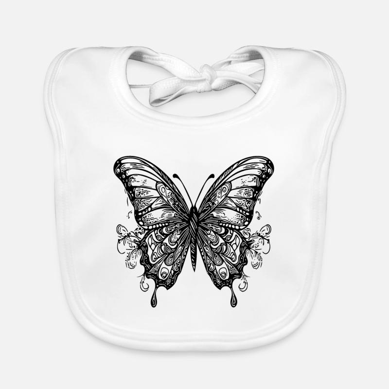 Tattoo style butterfly with wings Organic Baby Bibs