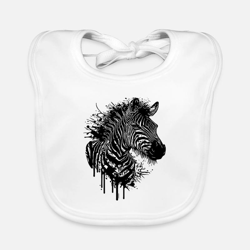 Wild Zebra Splash Tattoo Style Organic Baby Bibs