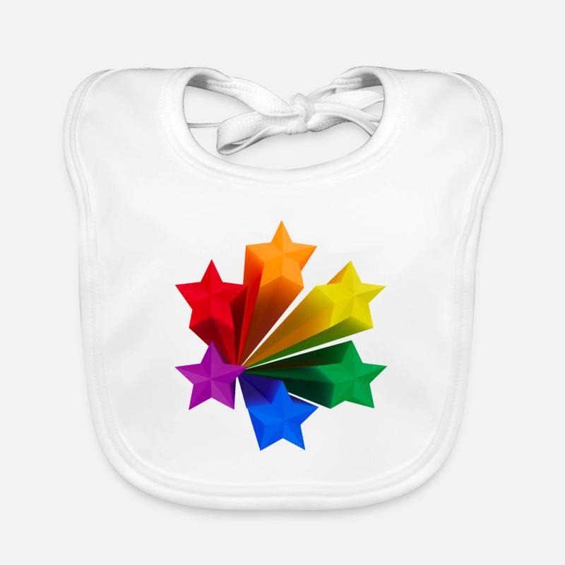 Dynamic Rainbow Stars LGBT Organic Baby Bibs