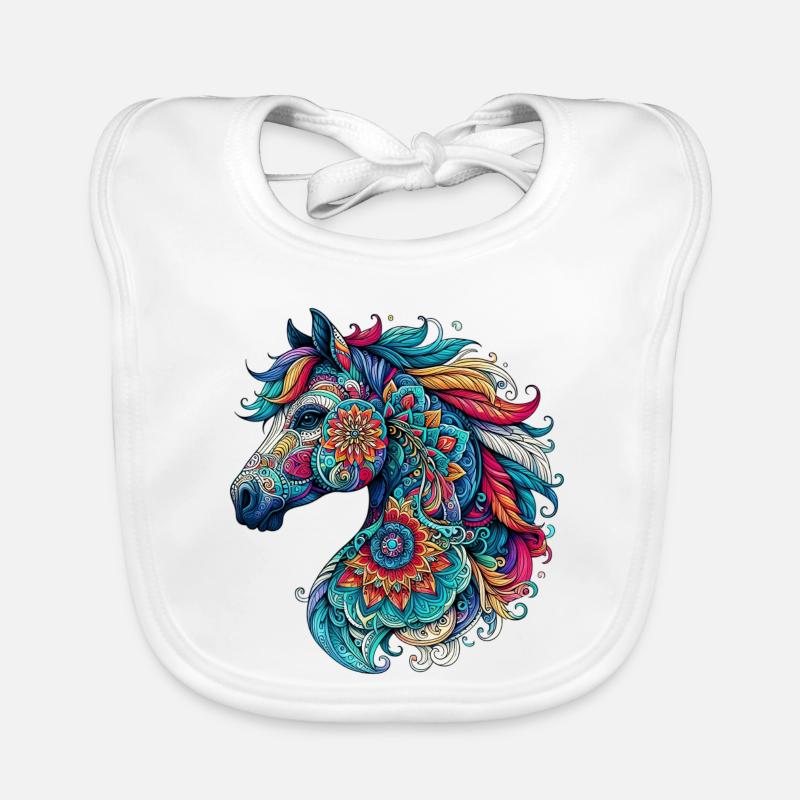 Cheval décoré de Mandalas Bavoir bio Bébé