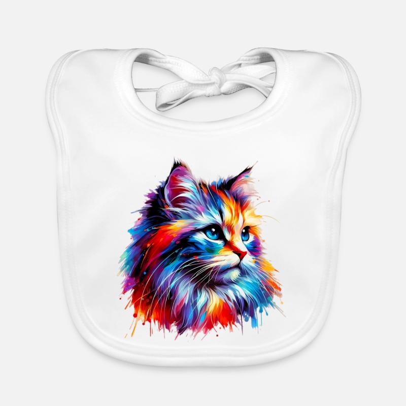 Katze - Baby Bio-Lätzchen - Weiß