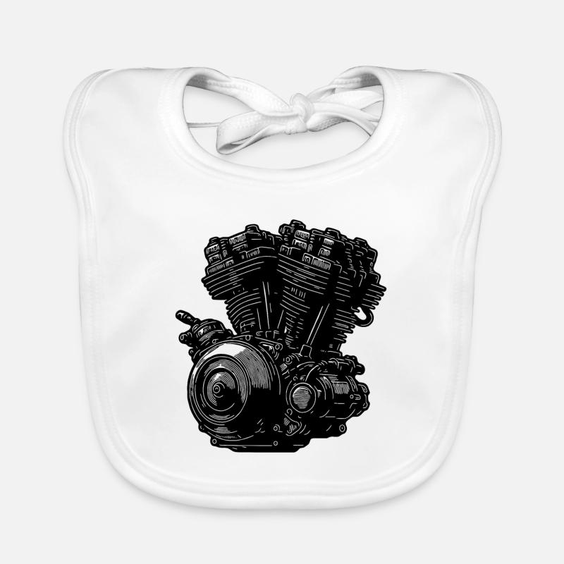 Motorcycle Engine Block Cylinder Fan Displacement Engine Organic Baby Bibs
