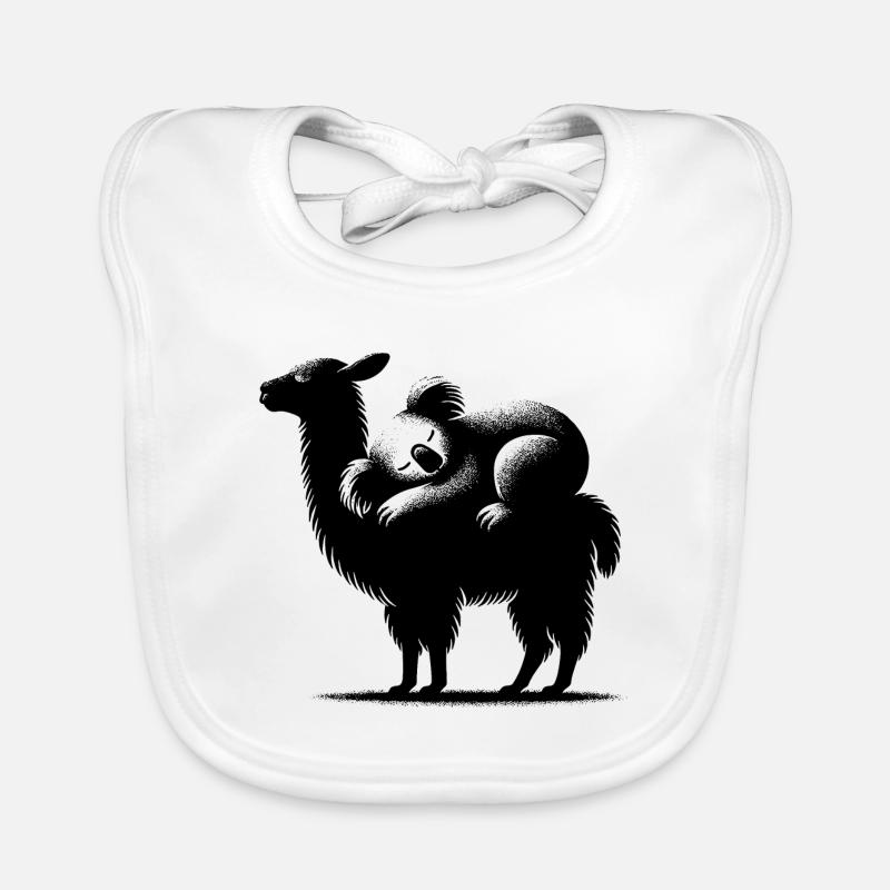 Cuddly llama with chilling koala on his back Organic Baby Bibs
