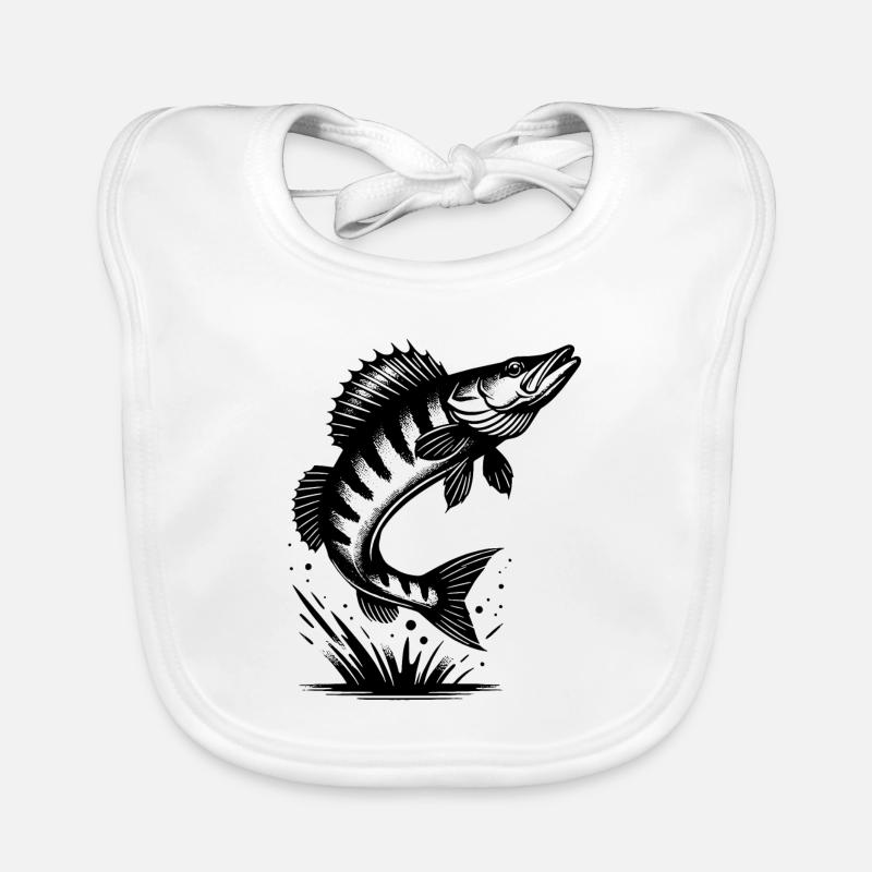 Big Jumping Zander Fish Organic Baby Bibs