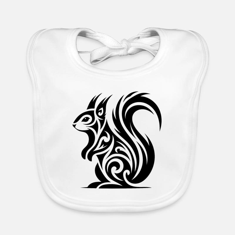 Süsses Eichhörnchen in Tattoo Style Baby Bio-Lätzchen