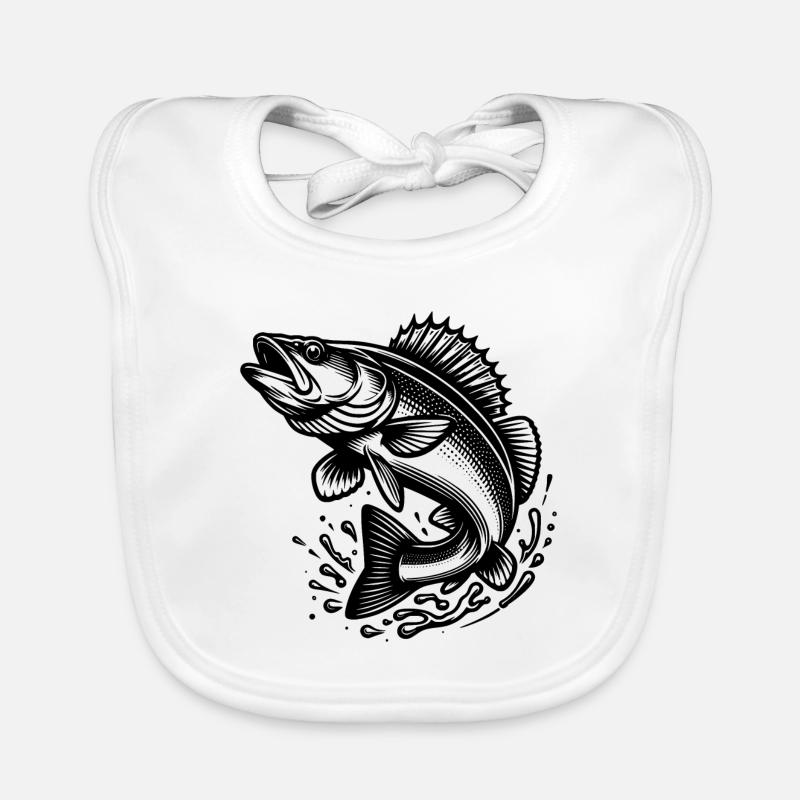 Large Jumping Zander Fish Organic Baby Bibs