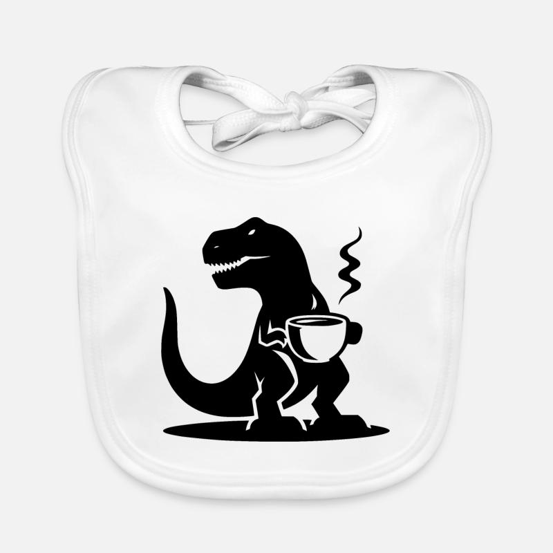 T-Rex with Coffee Cup Evil Caffeine Dinosaur Organic Baby Bibs
