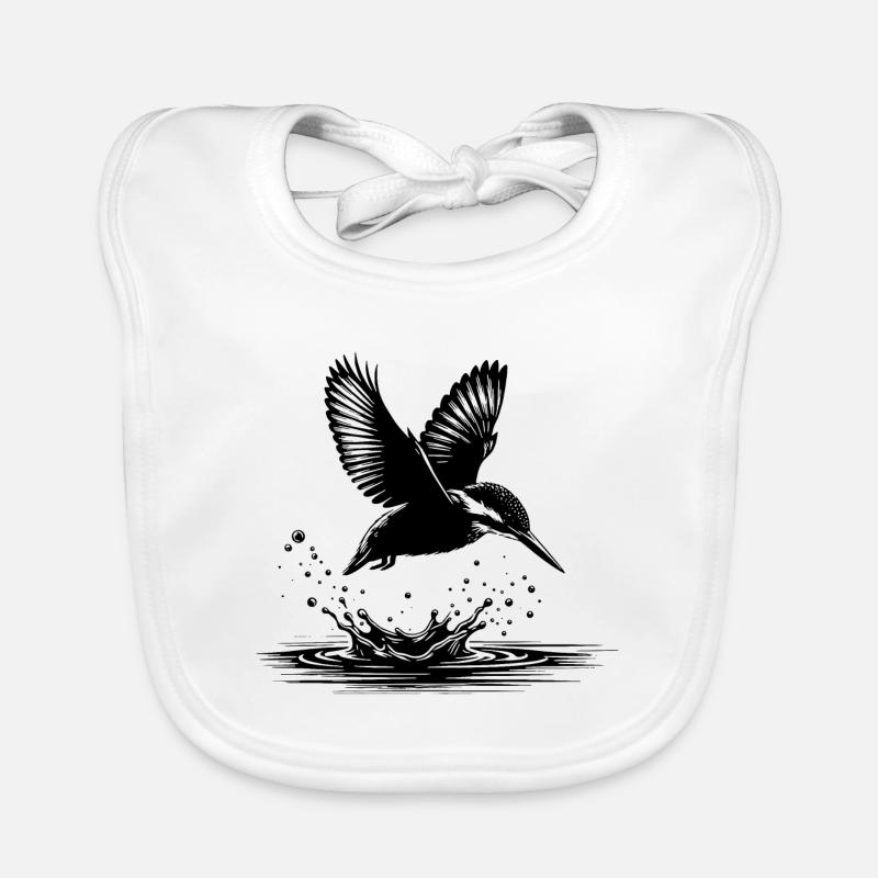 Kingfisher catching fish Organic Baby Bibs