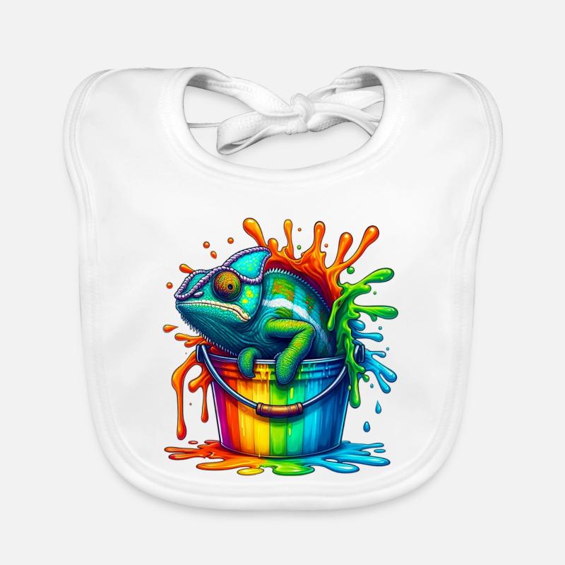 Caméléon - Bavoir bio Bébé - blanc