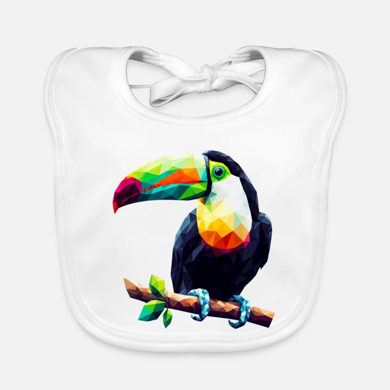 Toucan polygonal - Bavoir bio Bébé - blanc