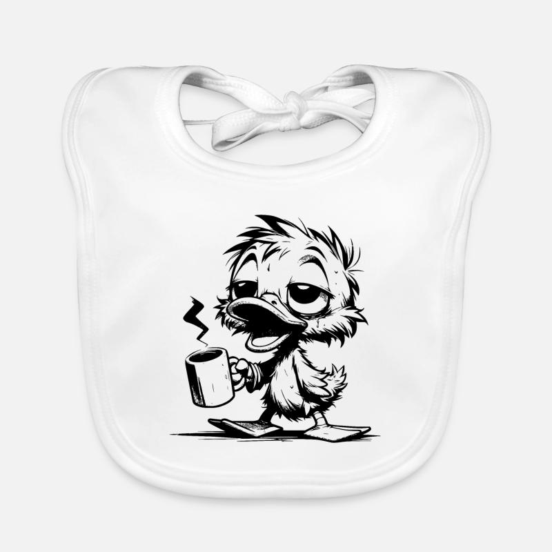 Tired Waddle Duck with Coffee Mug Organic Baby Bibs