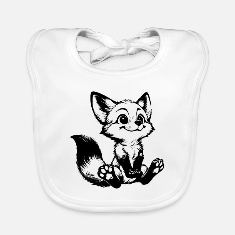 Curious Fox Drawing Seated Fox Organic Baby Bibs