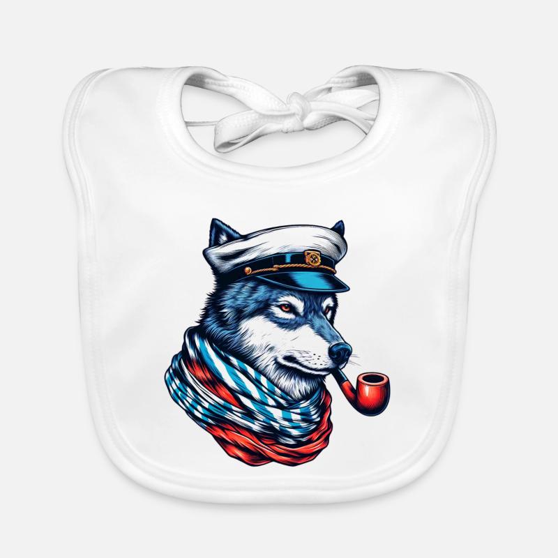 Seewolf Wolf Wölfe - Baby Bio-Lätzchen - Weiß