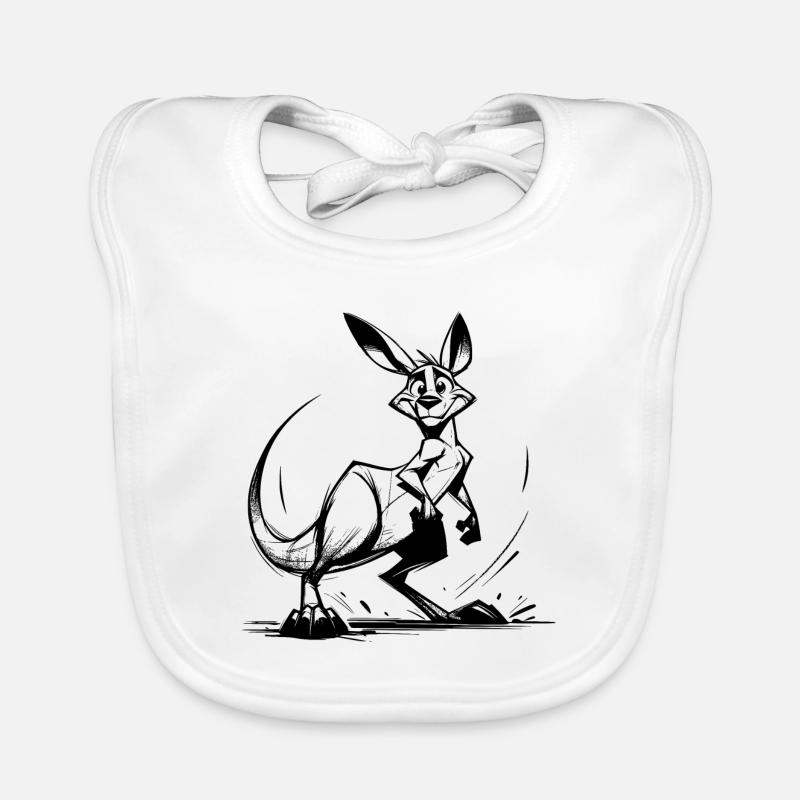 Australian Kangaroo Pencil Drawing Organic Baby Bibs