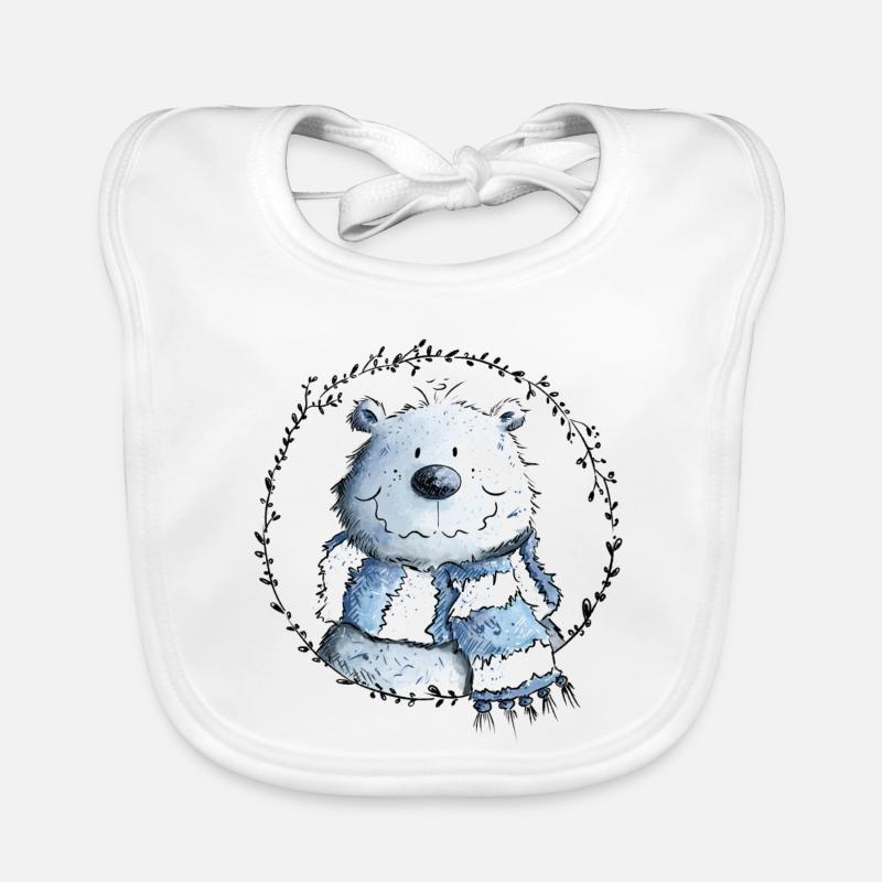 Drolliger Eisbär Mit Schal I Polarbär I Bär Baby Bio-Lätzchen