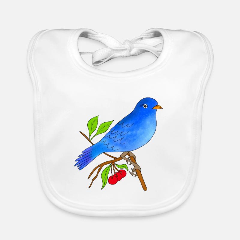 Blauer Vogel - Baby Bio-Lätzchen - Weiß