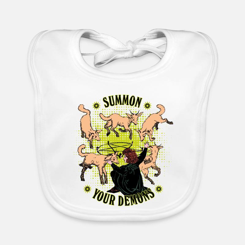 Retro-style demon summoning Organic Baby Bibs