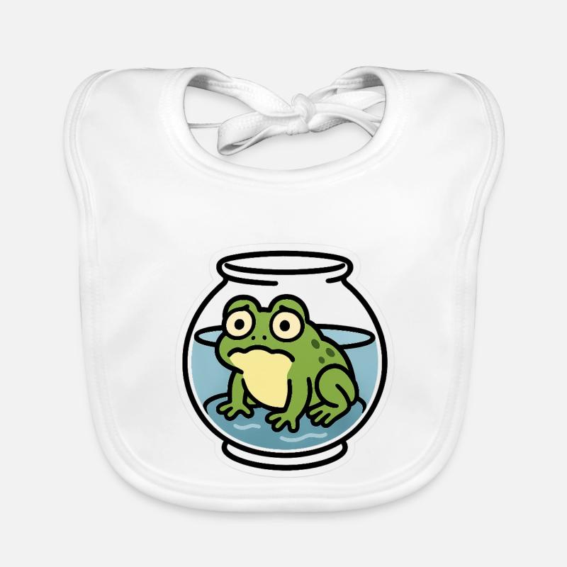 Grenouille dans un bol - Bavoir bio Bébé - blanc