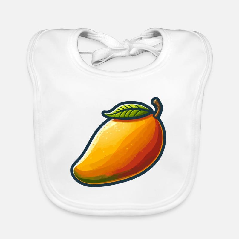 Colorful mango with green leaf Organic Baby Bibs