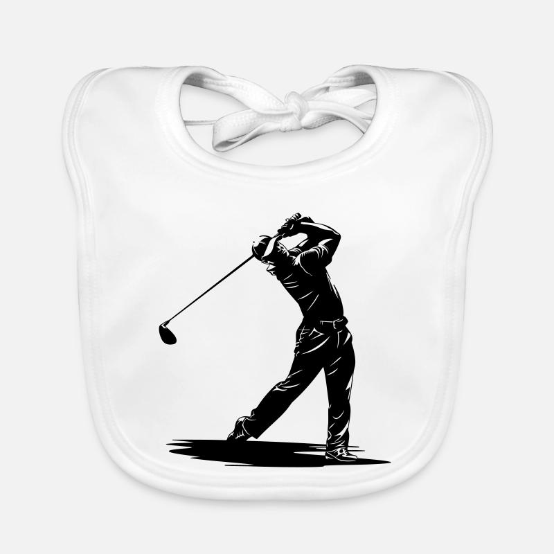 Silhouette de swing de golfeur - Bavoir bio Bébé - blanc