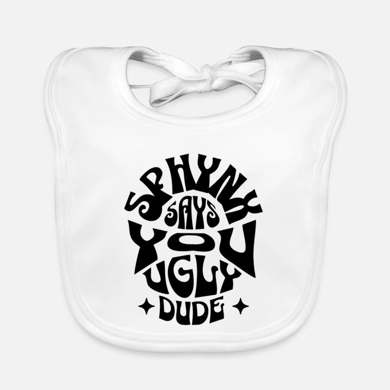 Black Sphynx Cat Funny Saying  Organic Baby Bibs
