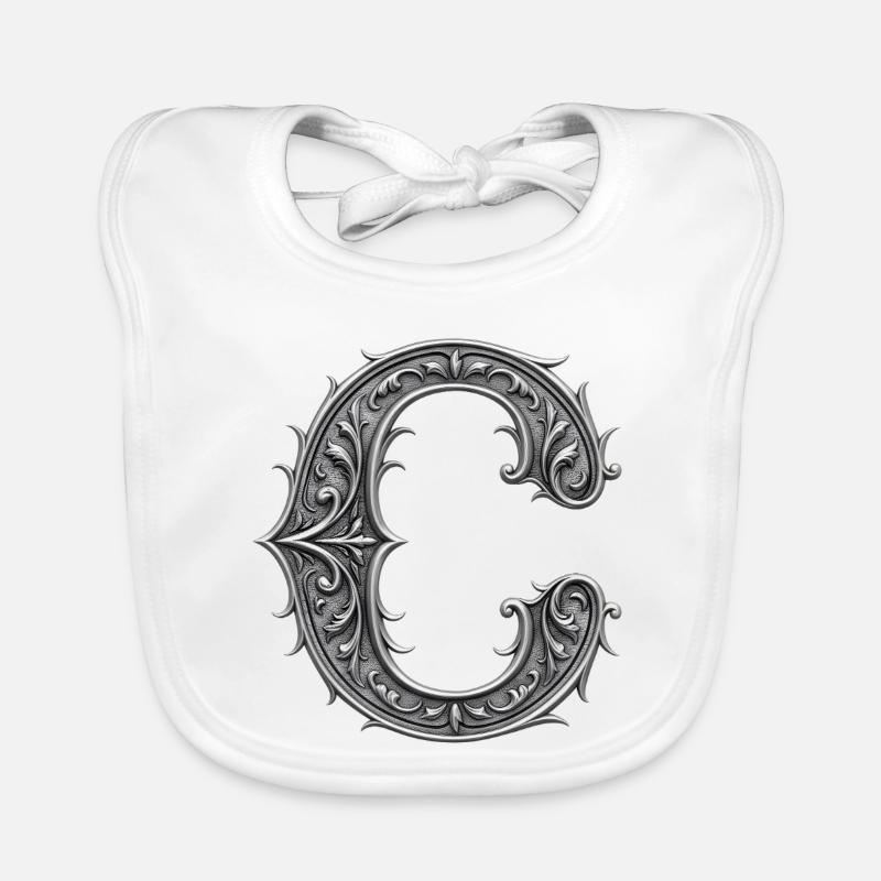 der Buchstabe C Silber Metallic Ornament Baby Bio-Lätzchen