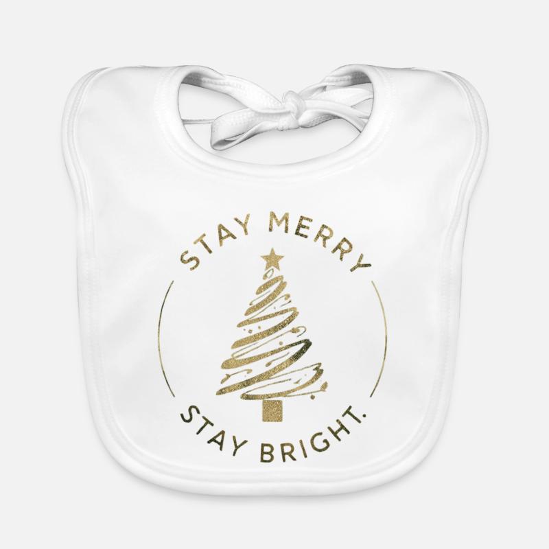 Arbre de Noël doré Graphique Bavoir bio Bébé