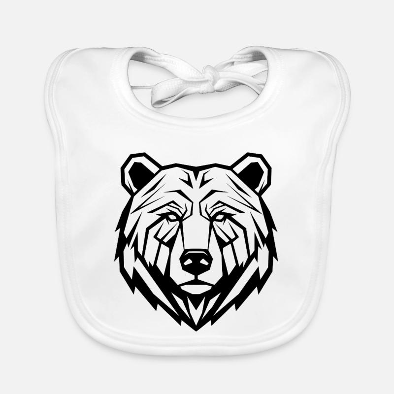 Geometric Bear Line Art Organic Baby Bibs