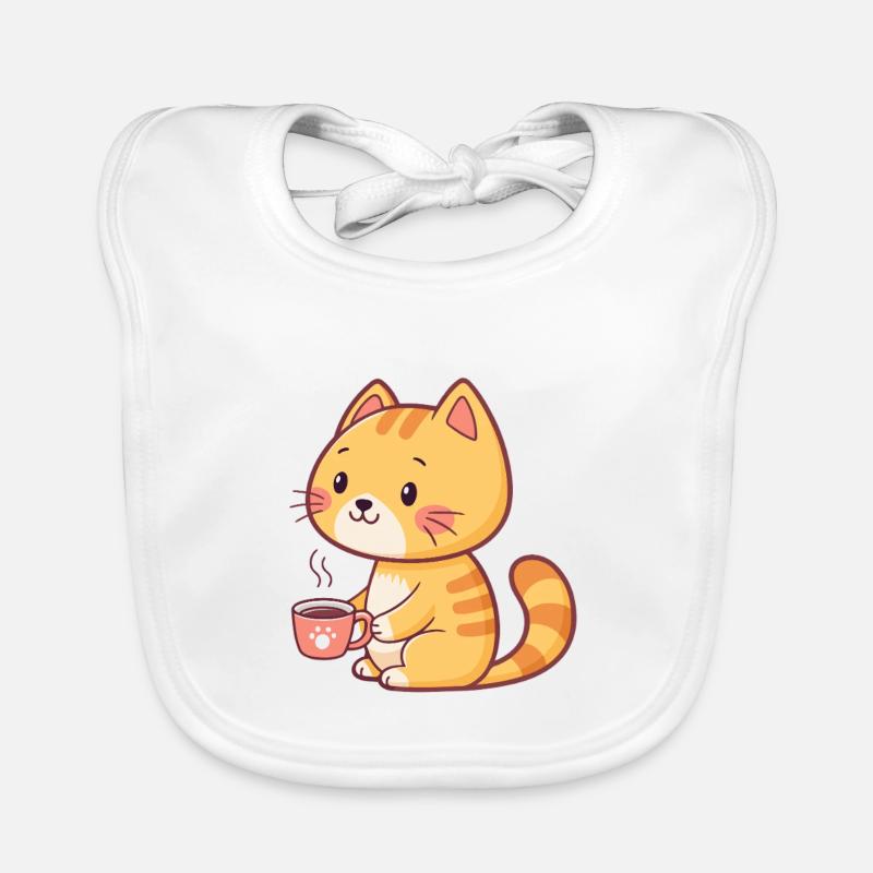 Orange Cat Coffee Cartoon Organic Baby Bibs