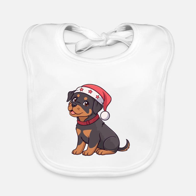 Chiot Noël Santa Rottweiler Bavoir bio Bébé
