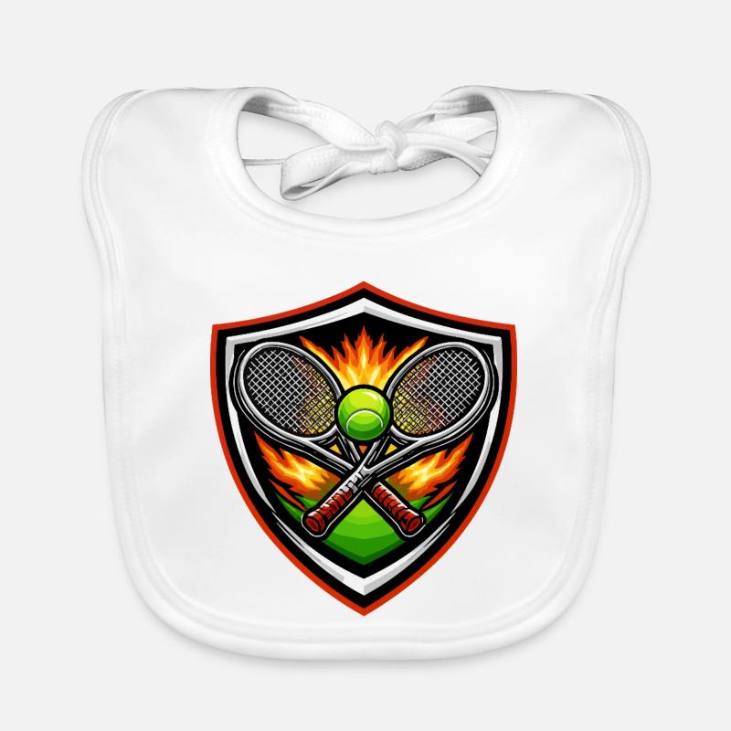 Flaming Tennis Shield Emblem Organic Baby Bibs