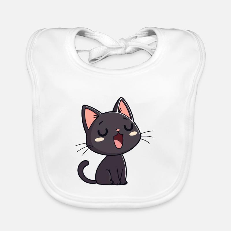 Chaton Noir Bâilleur Doux Bavoir bio Bébé