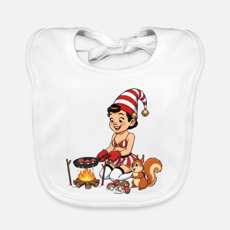 Leprechaun-Mädchen backt Pilze Baby Bio-Lätzchen