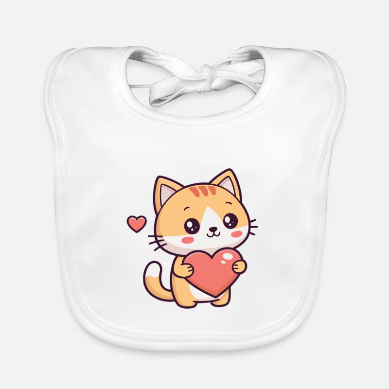 Süße Katze hält ein Herz Baby Bio-Lätzchen