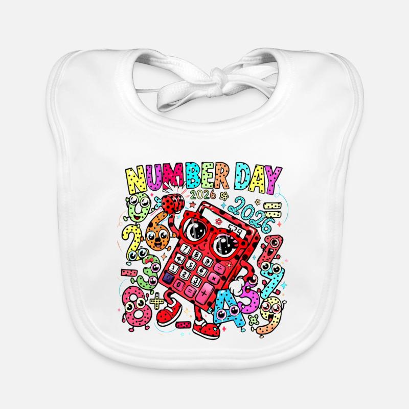 Number Day 2026 Neon Calculator Organic Baby Bibs