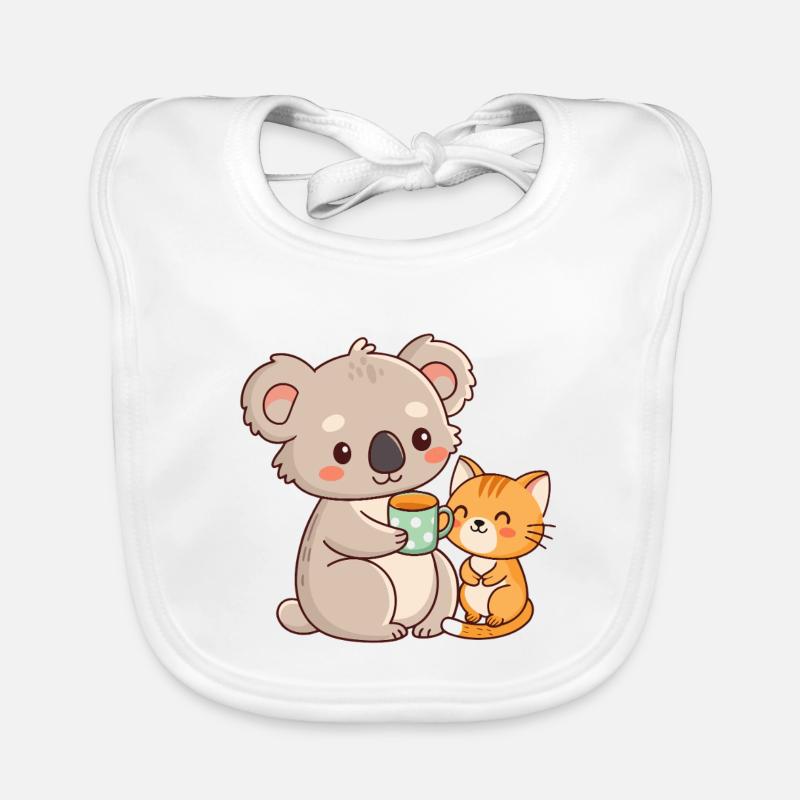 Koala et chat café mignon Bavoir bio Bébé